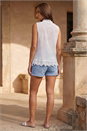 Ivory  Lace Crinkle V-Neck Blouse, Image 3 of 4