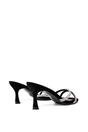 Black XY LONDON Black 'Abby'  Strappy Diamante Stiletto Heel Sandal Mules, Image 3 of 5