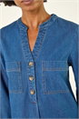 Denim Cotton Denim Button Shift Dress, Image 5 of 5
