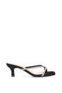 Black XY LONDON Black 'Megan' Toe Post Heeled Mules With Crystal Details, Image 1 of 6