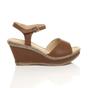 Tan AJVANI Tan High Wedge Heels Ankle Strap Cork Sandals, Image 2 of 6