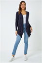 Navy  Waterfall Front Knitted Cardigan, Image 4 of 5