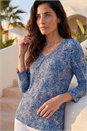 Blue Classic V-Neck Animal Print Top, Image 2 of 4