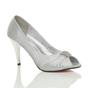Silver High Heel Peep Toe Court Shoes, Image 1 of 5