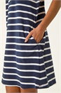 Navy  Stripe Jersey A-Line Stretch Dress, Image 5 of 5