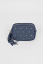 Navy Blue Star Studded Italian Leather Crossbody Bag, Image 1 of 3