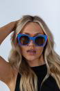 Pink Oversized Round Cat-Eye Sunglasses, Image 3 of 7