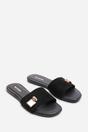 Black Solana Gold Trim Flat Slide On Sandal, Image 4 of 6