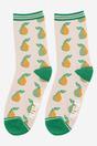 Cream Pear Fruit Bamboo Socks - Cream, Image 2 of 3