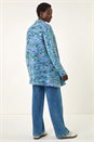 Blue Multi Fluffy Eyelash Knit Cardigan, Image 3 of 5