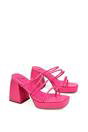 Fuchsia XY LONDON Fuchsia 'Colt' Strappy Square Toe High Block Heel Platform Mule Sandals, Image 5 of 5
