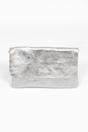 Silver Metallic Italian Leather Clutch Bag, Image 1 of 3