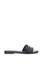 Black XY LONDON Black 'Lesley' Square Toe Mule Slider Sandals With Buckle Detail, Image 1 of 5