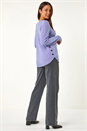 Violet Textured Curved Hem Jumper, Image 3 of 5