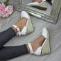 White AJVANI White Mid Wedge Heel Ankle Strap Espadrille Sandals, Image 5 of 6