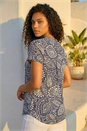  Petite Abstract Print Button Stretch Top , Image 3 of 4