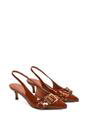 Brown XY LONDON Brown 'Lexi' Pointed Toe Kitten Heels With Buckle, Image 3 of 6