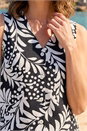 Black Petite Leaf Print Sleeveless Blouse, Image 4 of 4