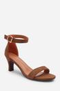 Khaki 'Madrid' Mid Block Heel With Ankle Strap, Image 3 of 6