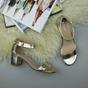 Gold AJVANI Gold Mid Block Heel Ankle Strap Sandals, Image 4 of 6