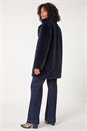 Midnight Blue Faux Fur Longline Coat, Image 3 of 5