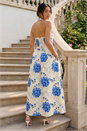 Blue Petite Floral Stretch Midi Dress, Image 3 of 4