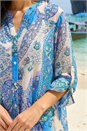 Blue Paisley Print Longline Blouse , Image 4 of 4