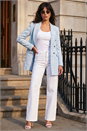 Light Blue  Textured Check Boucle Blazer Jacket, Image 2 of 4