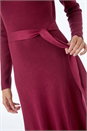 Wine Belted Knitted Midi Dress, Image 5 of 5