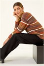 Brown Stripe Fluffy Knit Jumper, Image 2 of 5