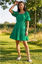Green Petite Dobby Puff Sleeve Dress , Image 2 of 4