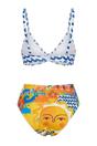 Multi WOVCOR Multi Tropical Print Balconette Bikini Set with High Waist Bottoms, Image 3 of 4
