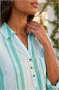 Blue Stripe Collar V-Neck Shirt, Image 4 of 4