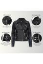Black Leather Brando Biker Jacket-Loddon, Image 3 of 7