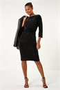Black Velvet Bodycon Midi Dress, Image 3 of 5