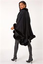 Black Hotfix Faux Fur Trim Cape, Image 3 of 5