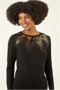 Black Sparkly Mix Knit Top, Image 4 of 5