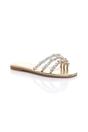 Gold Flat Diamante Sandals Flip Flops Sliders, Image 1 of 4