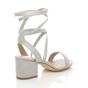 Grey AJVANI Grey Mid Block Heel Tie Up Sandals, Image 4 of 6