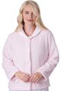 Pink Camille Lingerie Pink Supersoft Button Front Bed Jacket, Image 1 of 5