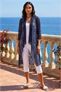 Navy  Mesh Burnout Longline Kimono, Image 3 of 4