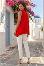 Red Keyhole Front Stretch Top, Image 3 of 4