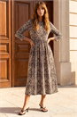 Coffee Aztec Print Midi Dress, Image 2 of 4