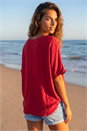 Wine Tunic Top with Necklace, Image 3 of 4