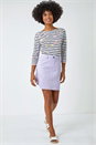Lilac Elastic Waist Straight Stretch Skirt, Image 4 of 5