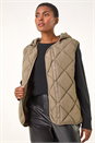 Khaki Hooded Quilt Gilet, Image 6 of 8