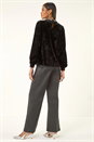 Black Beaded Neck Velvet Top, Image 3 of 5