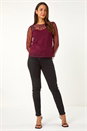 Wine Embellished Sequin Mesh Top, Image 2 of 5