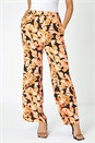 ORANGE Floral Wide Leg Trousers, Image 1 of 5