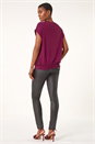 Wine Lace Front Stretch Jersey Top, Image 3 of 5